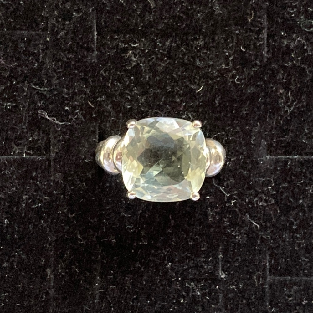 Sterling 5.00 ct tw Cushion Cut Green Quartz Twisted Shank Ring/Size 6/NEW!